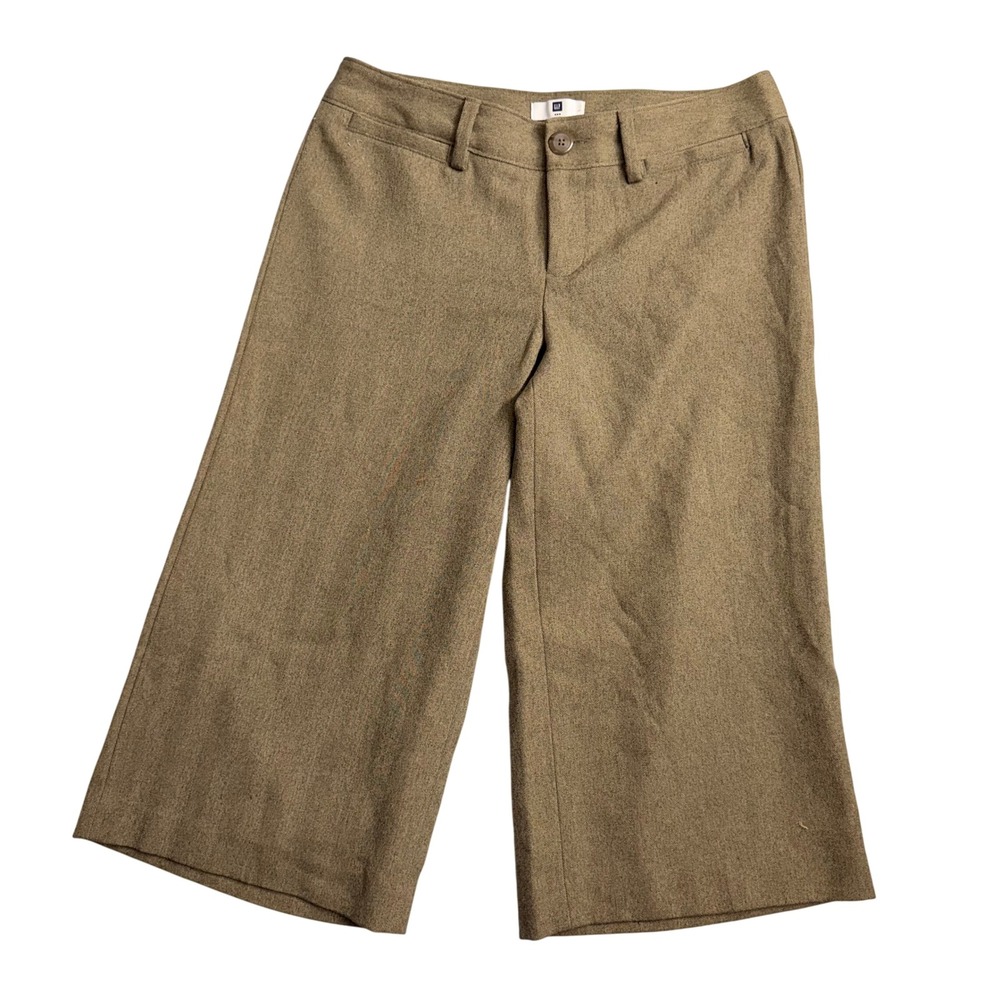GAP Women Tan Tweed Wide‎ Leg Cropped Pants Size 8 Capri